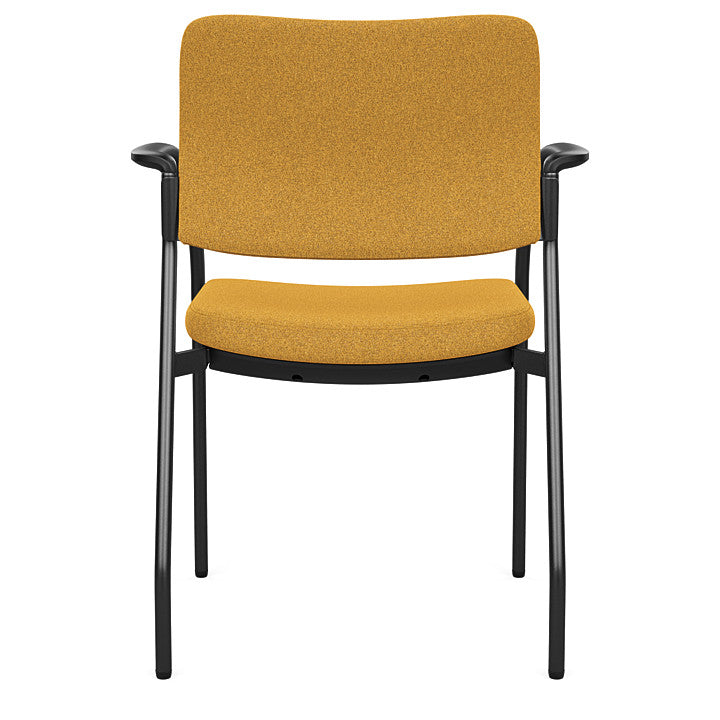 Back view of the SitOnIt Cora guest chair in Gold Fabric and Black Frame. Kansas City Office Design.