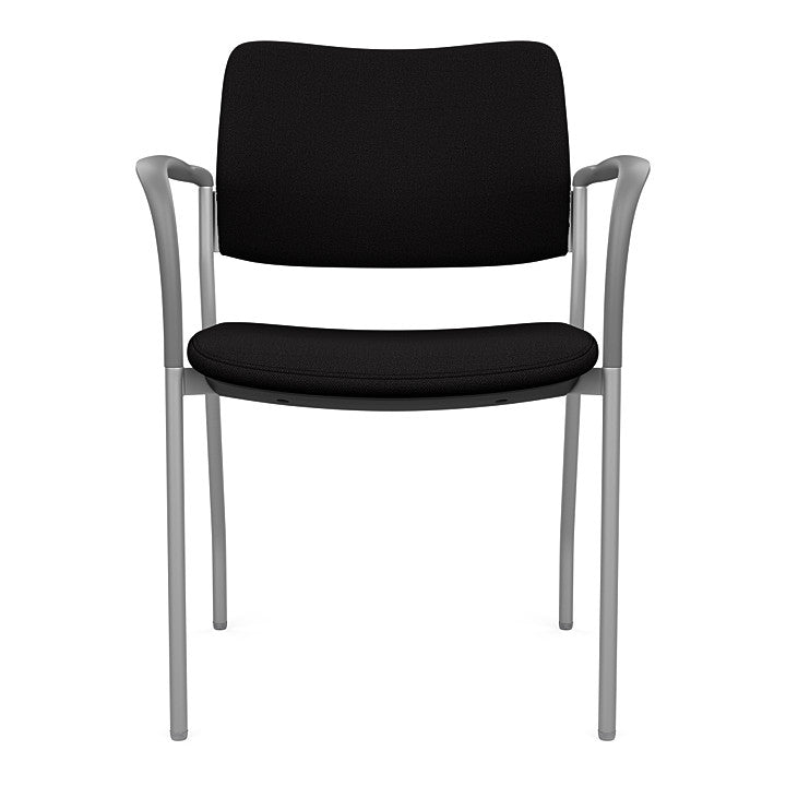 Front view of the SitOnIt Cora guest chair in Black Fabric and Silver Frame. Kansas City Office Design.
