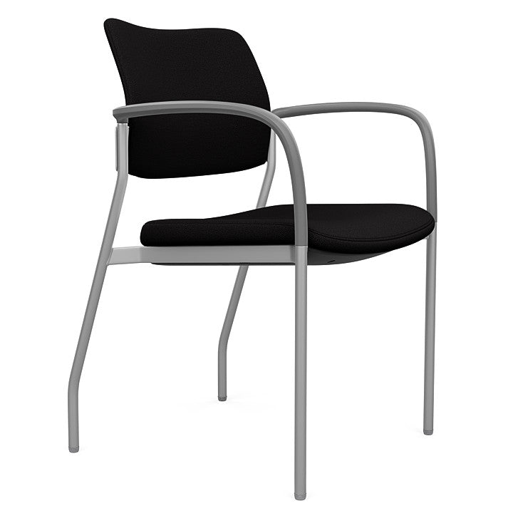 Side view of the SitOnIt Cora guest chair in Black Fabric and Silver Frame. Kansas City Office Design.