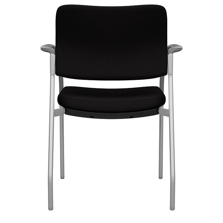 Back view of the SitOnIt Cora guest chair in Black Fabric and Silver Frame. Kansas City Office Design.
