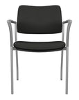 Front view of the SitOnIt Cora guest chair in Black Vinyl Fabric and Silver Frame. Kansas City Office Design.