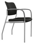 Side view of the SitOnIt Cora guest chair in Black Vinyl Fabric and Silver Frame. Kansas City Office Design.