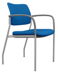 Side view of the SitOnIt Cora guest chair in Blue Fabric and Silver Frame. Kansas City Office Design.