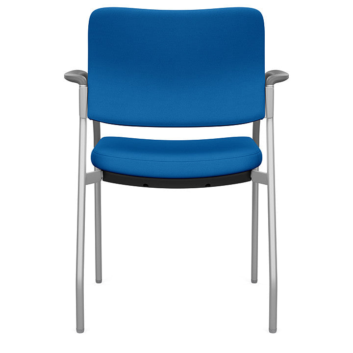 Back view of the SitOnIt Cora guest chair in Blue Fabric and Silver Frame. Kansas City Office Design.