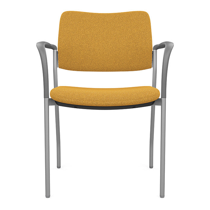 Front view of the SitOnIt Cora guest chair in Gold Fabric and Silver Frame. Kansas City Office Design.