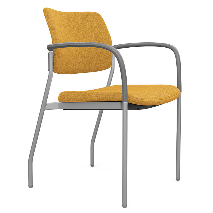 Side view of the SitOnIt Cora guest chair in Gold Fabric and Silver Frame. Kansas City Office Design.