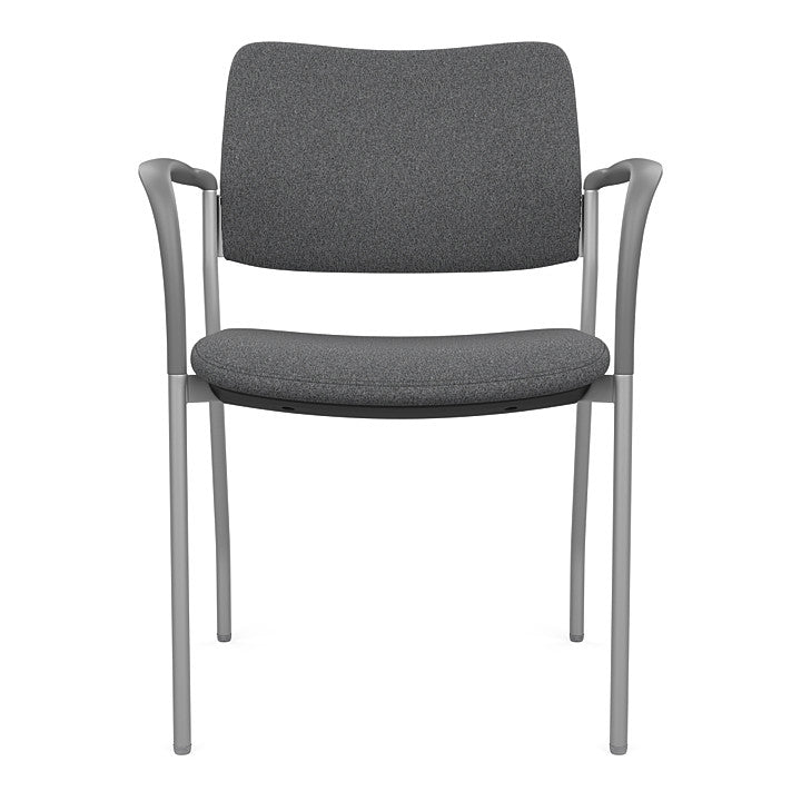 Front view of the SitOnIt Cora guest chair in Gray Fabric and Silver Frame. Kansas City Office Design.