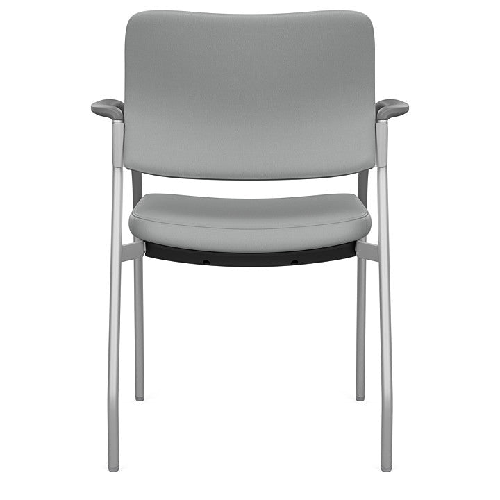 Back view of the SitOnIt Cora guest chair in Platinum Vinyl Fabric and Silver Frame. Kansas City Office Design.
