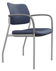 Side view of the SitOnIt Cora guest chair in Sapphire Vinyl Fabric and Silver Frame. Kansas City Office Design.