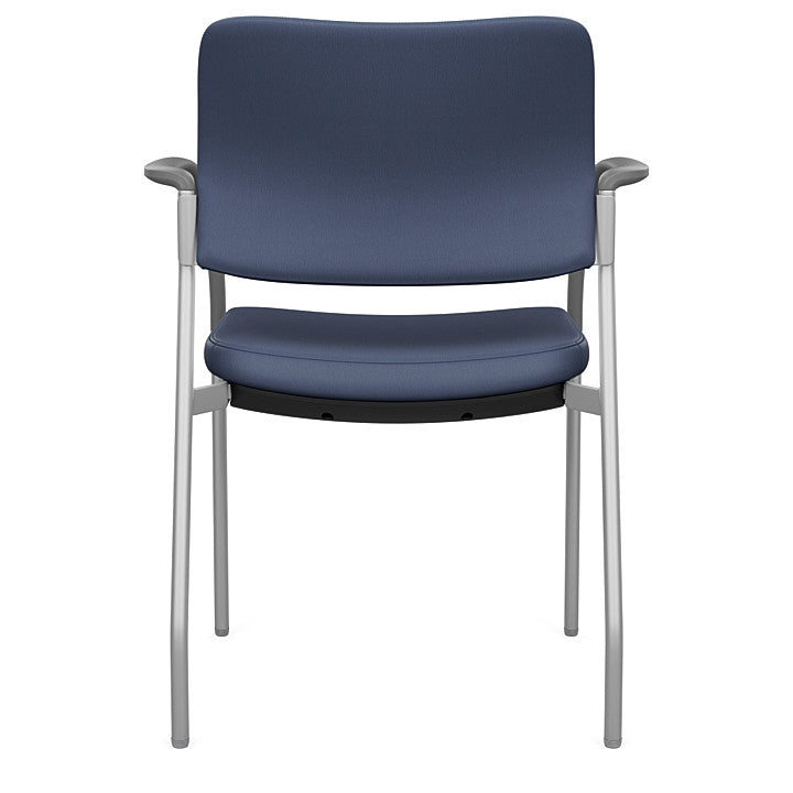 Back view of the SitOnIt Cora guest chair in Sapphire Vinyl Fabric and Silver Frame. Kansas City Office Design.