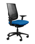 Side view of the Highback SitonIt Focus 2.0 Ergonomic Desk Chair in a black mesh, black frame, blue fabric seat. Kansas City Office Design