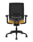 Back view of the Highback SitonIt Focus 2.0 Ergonomic Desk Chair in a black mesh, black frame, gold fabric seat. Kansas City Office Design