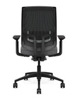 Back view of the Highback SitonIt Focus 2.0 Ergonomic Desk Chair in a black mesh, black frame, gray fabric seat. Kansas City Office Design