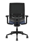 Back view of the Highback SitonIt Focus 2.0 Ergonomic Desk Chair in a black mesh, black frame, sapphire vinyl fabric seat. Kansas City Office Design