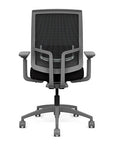 Back view of the Highback SitonIt Focus 2.0 Ergonomic Desk Chair in a black mesh, fog frame, black fabric seat. Kansas City Office Design