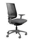 Side view of the Highback SitonIt Focus 2.0 Ergonomic Desk Chair in a black mesh, fog frame, gray fabric seat. Kansas City Office Design