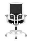 Back view of the Highback SitonIt Focus 2.0 Ergonomic Desk Chair in a black mesh, white frame, black fabric seat. Kansas City Office Design