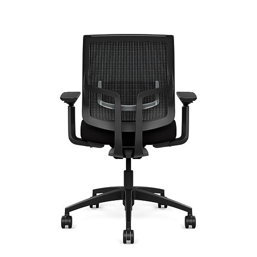 Back view of the Medback SitonIt Focus 2.0 Ergonomic Desk Chair in a black mesh, black frame, black fabric seat. Kansas City Office Design