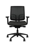 Front view of the Medback SitonIt Focus 2.0 Ergonomic Desk Chair in a black mesh, black frame, black vinyl fabric seat. Kansas City Office Design
