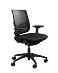 Side view of the Medback SitonIt Focus 2.0 Ergonomic Desk Chair in a black mesh, black frame, black vinyl fabric seat. Kansas City Office Design