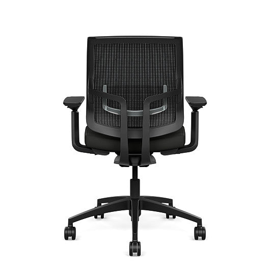 Back view of the Medback SitonIt Focus 2.0 Ergonomic Desk Chair in a black mesh, black frame, black vinyl fabric seat. Kansas City Office Design