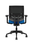 Back view of the Medback SitonIt Focus 2.0 Ergonomic Desk Chair in a black mesh, black frame, blue fabric seat. Kansas City Office Design