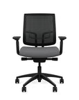 Front view of the Medback SitonIt Focus 2.0 Ergonomic Desk Chair in a black mesh, black frame, gray fabric seat. Kansas City Office Design