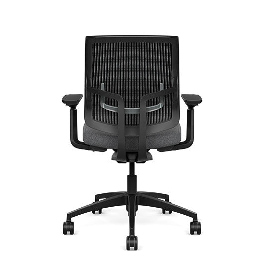 Back view of the Medback SitonIt Focus 2.0 Ergonomic Desk Chair in a black mesh, black frame, gray fabric seat. Kansas City Office Design