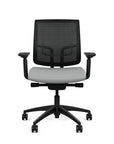 Front view of the Medback SitonIt Focus 2.0 Ergonomic Desk Chair in a black mesh, black frame, platinum vinyl fabric seat. Kansas City Office Design