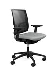 Side view of the Medback SitonIt Focus 2.0 Ergonomic Desk Chair in a black mesh, black frame, platinum vinyl fabric seat. Kansas City Office Design