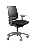 Side view of the Medback SitonIt Focus 2.0 Ergonomic Desk Chair in a black mesh, fog frame, black vinyl fabric seat. Kansas City Office Design