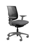 Side view of the Medback SitonIt Focus 2.0 Ergonomic Desk Chair in a black mesh, fog frame, gray fabric seat. Kansas City Office Design