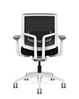 Back view of the Medback SitonIt Focus 2.0 Ergonomic Desk Chair in a black mesh,  white frame, black fabric seat. Kansas City Office Design