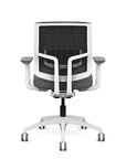 Back view of the Medback SitonIt Focus 2.0 Ergonomic Desk Chair in a black mesh,  white frame, gray fabric seat. Kansas City Office Design