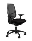 Side view of the Highback SitonIt Focus 2.0 Ergonomic Desk Chair in a black Polymer back, black frame, black fabric seat. Kansas City Office Design