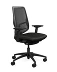 Side view of the Highback SitonIt Focus 2.0 Ergonomic Desk Chair in a black Polymer back, black frame, black vinyl fabric seat. Kansas City Office Design