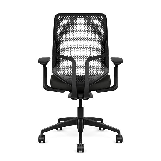 Back view of the Highback SitonIt Focus 2.0 Ergonomic Desk Chair in a black Polymer back, black frame, black vinyl fabric seat. Kansas City Office Design