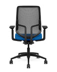 Back view of the Highback SitonIt Focus 2.0 Ergonomic Desk Chair in a black Polymer back, black frame, blue fabric seat. Kansas City Office Design
