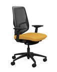 Side view of the Highback SitonIt Focus 2.0 Ergonomic Desk Chair in a black Polymer back, black frame, gold fabric seat. Kansas City Office Design