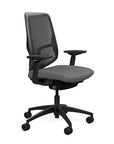 Side view of the Highback SitonIt Focus 2.0 Ergonomic Desk Chair in a black Polymer back, black frame, gray fabric seat. Kansas City Office Design