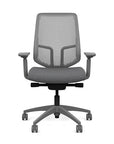 Front view of the Highback SitonIt Focus 2.0 Ergonomic Desk Chair in a fog Polymer back, fog frame, gray fabric seat. Kansas City Office Design