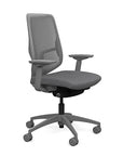 Side view of the Highback SitonIt Focus 2.0 Ergonomic Desk Chair in a fog Polymer back, fog frame, gray fabric seat. Kansas City Office Design