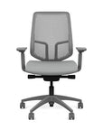 Front view of the Highback SitonIt Focus 2.0 Ergonomic Desk Chair in a fog Polymer back, fog frame, platinum vinyl fabric seat. Kansas City Office Design