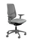 Side view of the Highback SitonIt Focus 2.0 Ergonomic Desk Chair in a fog Polymer back, fog frame, platinum vinyl fabric seat. Kansas City Office Design