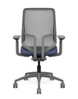 Back view of the Highback SitonIt Focus 2.0 Ergonomic Desk Chair in a fog Polymer back, fog frame, sapphire vinyl fabric seat. Kansas City Office Design