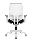 Back view of the Highback SitonIt Focus 2.0 Ergonomic Desk Chair in a white Polymer back, white frame, black fabric seat. Kansas City Office Design