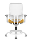 Back view of the Highback SitonIt Focus 2.0 Ergonomic Desk Chair in a white Polymer back, white frame, gold fabric seat. Kansas City Office Design