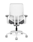 Back view of the Highback SitonIt Focus 2.0 Ergonomic Desk Chair in a white Polymer back, white frame, gray fabric seat. Kansas City Office Design