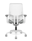 Back view of the Highback SitonIt Focus 2.0 Ergonomic Desk Chair in a white Polymer back, white frame, platinum vinyl fabric seat. Kansas City Office Design