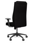 Back view of the SitOnIt Prava highback chair with a headrest in black frame and black fabric. Kansas City Office Design